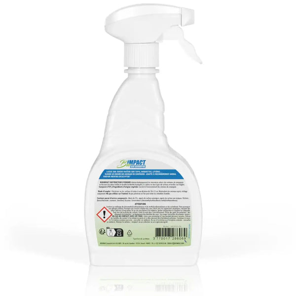 etiquette verso destructeur odeur bioimpact 93% naturel made in france chat chien lapin