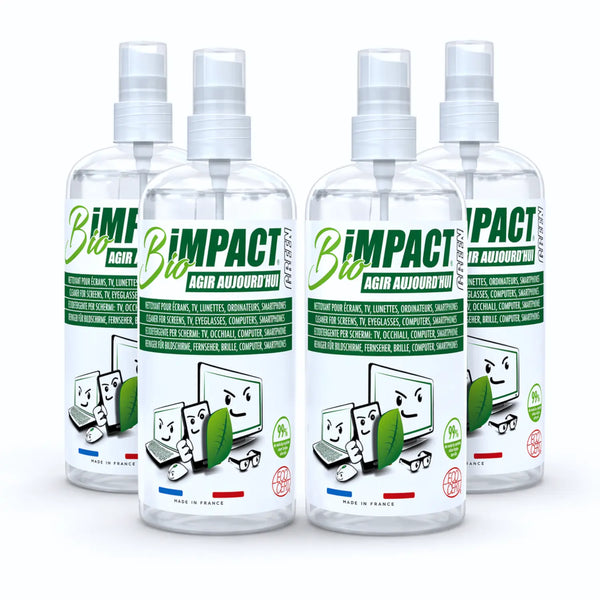 Nettoyant écran écologique 500ml – Lot de 4 | Sans traces BIOIMPACT