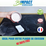 nettoyer palque induction avec la pierre blanche de nettoyage Bioimpact fabriquée en France et 100% naturelle