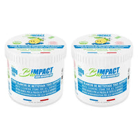 Pierre argile blanche de nettoyage Bioimpact en lot de 2 pot de 500g avec éponge idéale pour tout récurer dans la cuisine, la salle de bian et le jardin