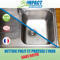 nettoyage d'évier avec la pierre blanche de nettoyage Bioimpact 100% naturelle certifié ecocert et fabriquée en France